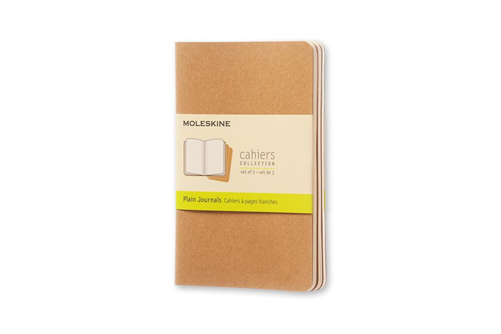 Image of Quaderno Cahier Journal Moleskine pocket a pagine bianche beige. Kraft Brown. Set da 3